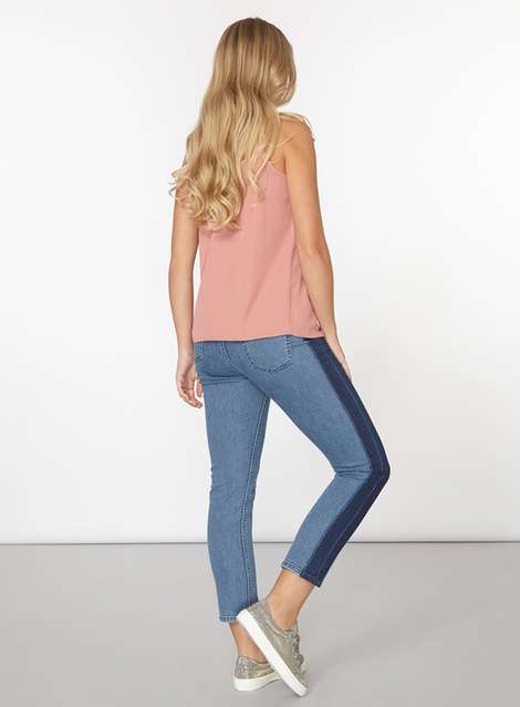 Fashion Straight Laser Side Panel Jeans